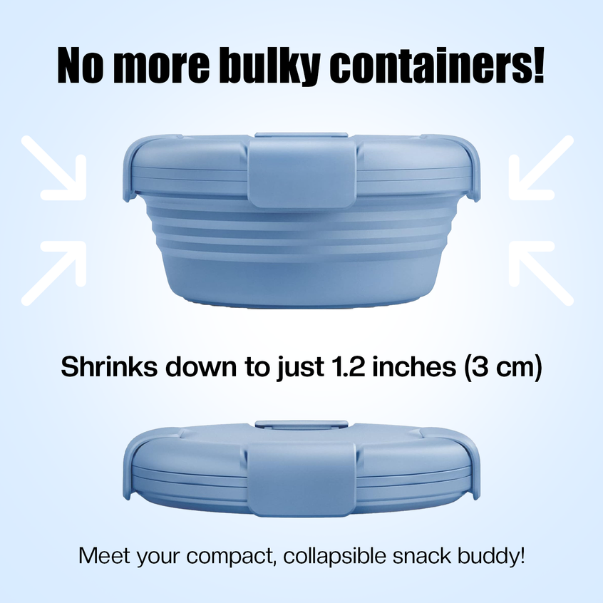 Blue Slursh Collapsible silicone box with text on a light blue background