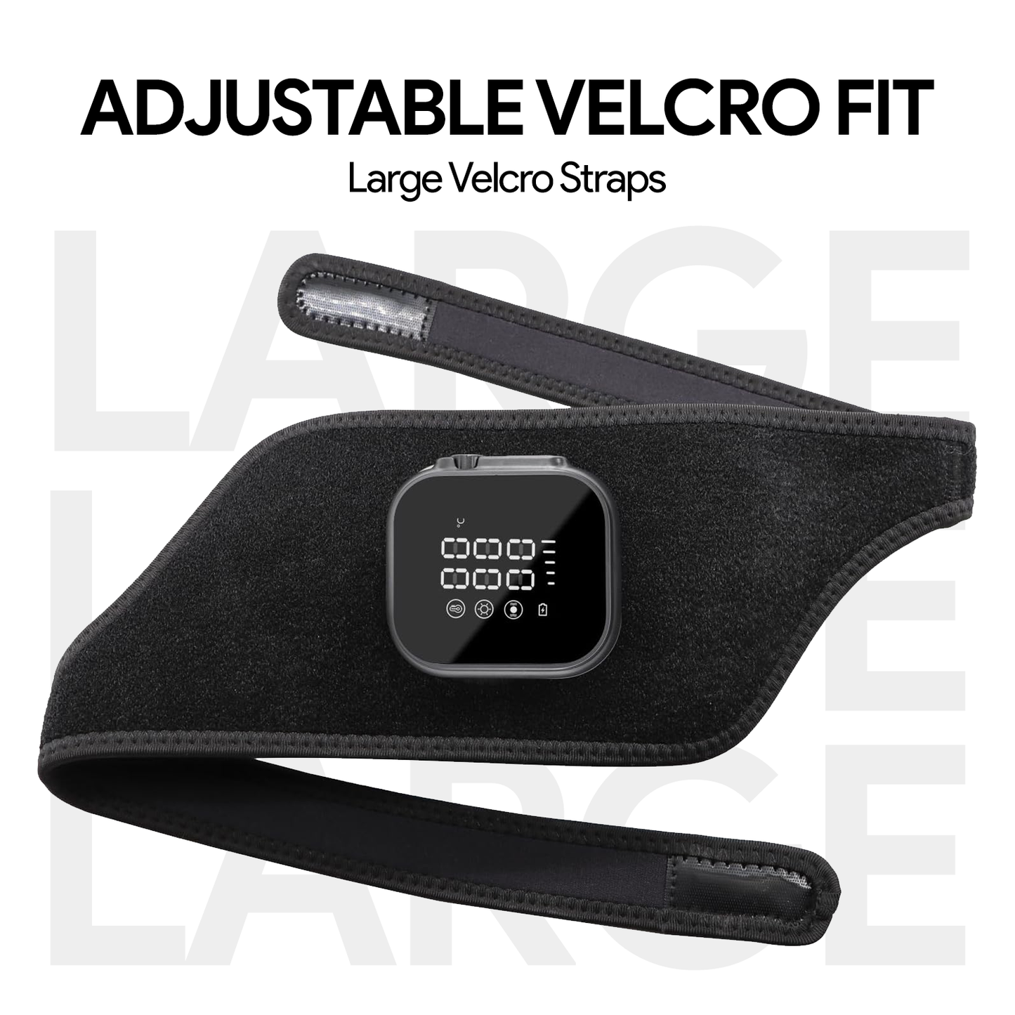 Nuwelo InfraHeat Black Vibration Patch with Velcro straps on a white background