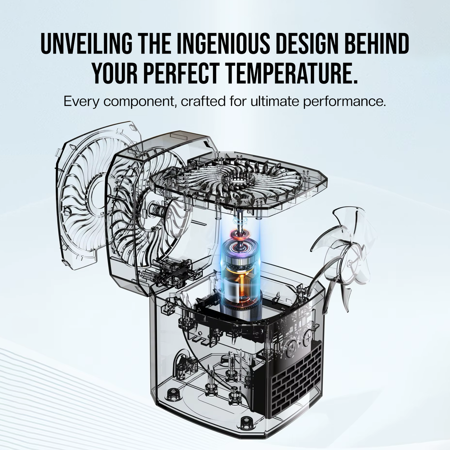 Diagram of a cooling system with text about perfect temperature control