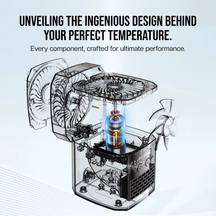 Diagram of a cooling system with text about perfect temperature control
