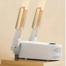 LivinH Portable Shoe Dryer with gold nozzles on a beige background