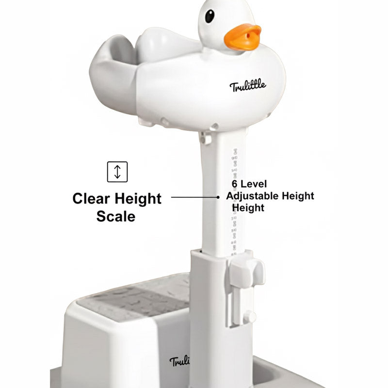 Trulittle baby bath stand with adjustable height feature on a white background