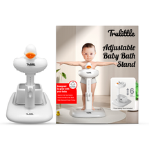 Trullittle adjustable baby bath stand with packaging featuring a child against a white background