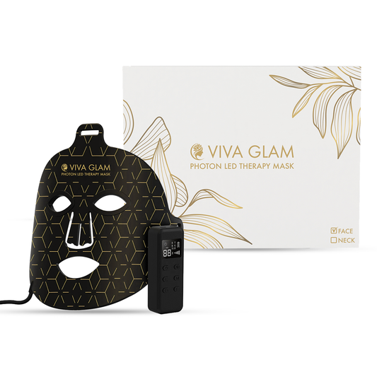 VIVA GLAM Photon LED Face Therapy Mask with packaging on a white background