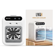 LivinH Mini air cooler with packaging displaying 'LivinH' brand on a white background