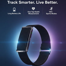 Qorfit Pulse Smart Health Tracker with features highlighted on a dark background