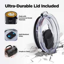 Ultra-durable lid with features highlighted on a white background