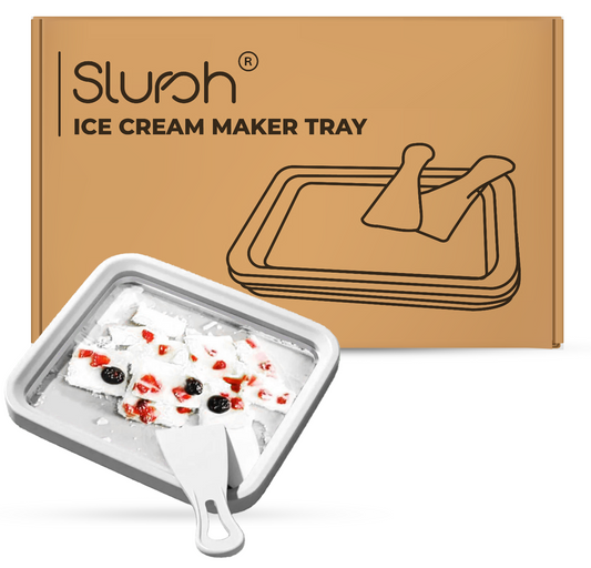 Slursh Ice cream maker tray with a box labeled 'Slursh Ice Cream Maker Tray' on a white background
