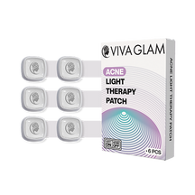 VivaGlam acne light therapy patches with packaging on a white background